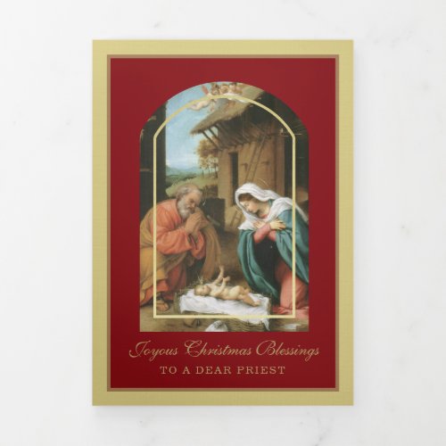 Religious Christmas Jesus Virgin Mary St Joseph  Tri_Fold Holiday Card