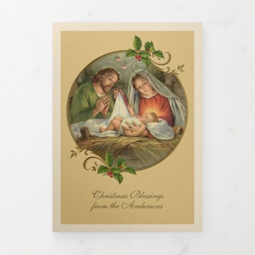 Religious Christmas Jesus Virgin Mary St Joseph    Tri_Fold Holiday Card