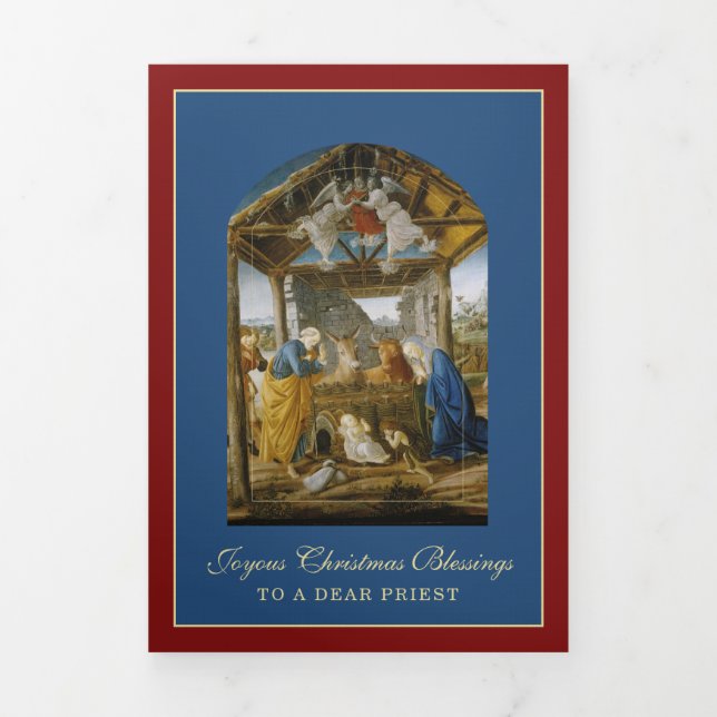 Religious Christmas Jesus Virgin Mary St Joseph Tri-Fold Holiday Card (Cover)