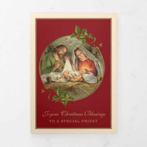 Religious Christmas Jesus Virgin Mary St Joseph    Tri_Fold Holiday Card