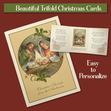 Religious Christmas Jesus Virgin Mary St Joseph    Tri-Fold Holiday Card