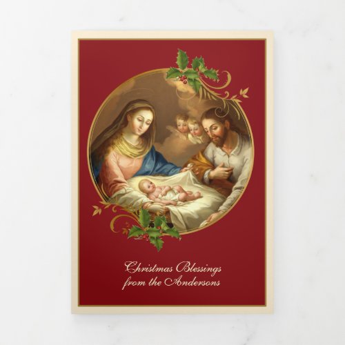 Religious Christmas Jesus Virgin Mary St Joseph Tri_Fold Holiday Card