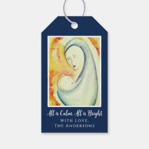 Religious Christmas Madonna and Child Watercolor Gift Tags