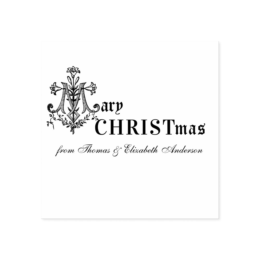 Religious Christmas Marian Cross Catholic Rubber Stamp Zazzle