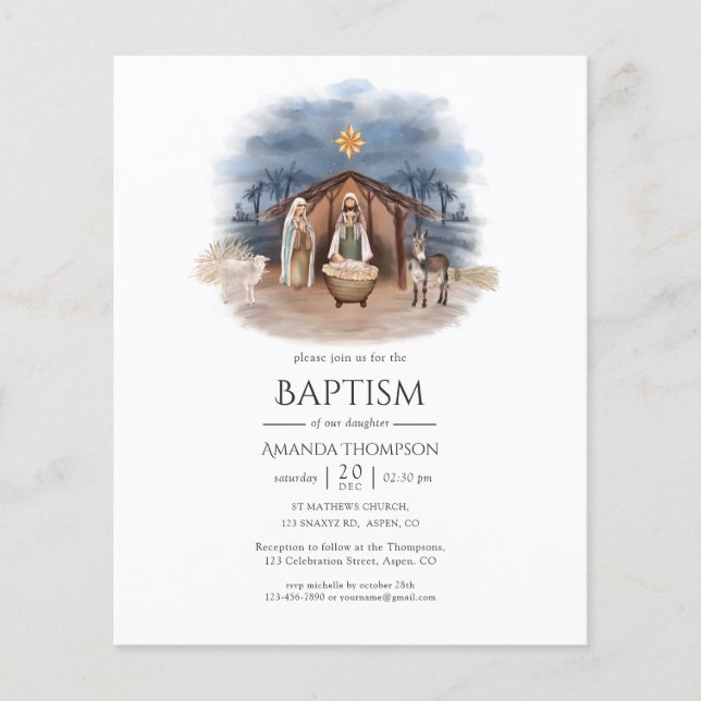 Religious Christmas Nativity Baptism Invitation Flyer (Front)
