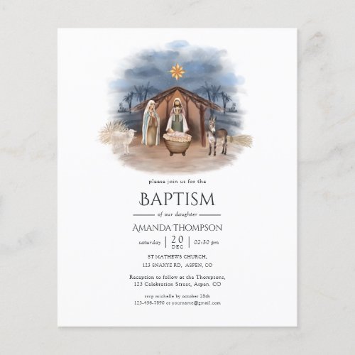 Religious Christmas Nativity Baptism Invitation Flyer