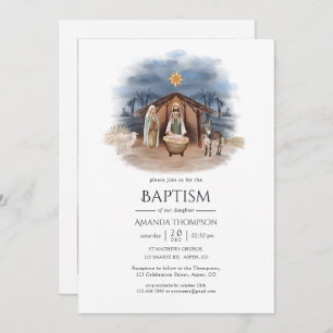 Religious Christmas Nativity Birth Jesus Photo Invitation