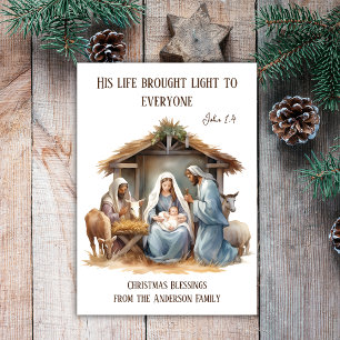 Religious Christmas Nativity Holly Family  Holiday Card