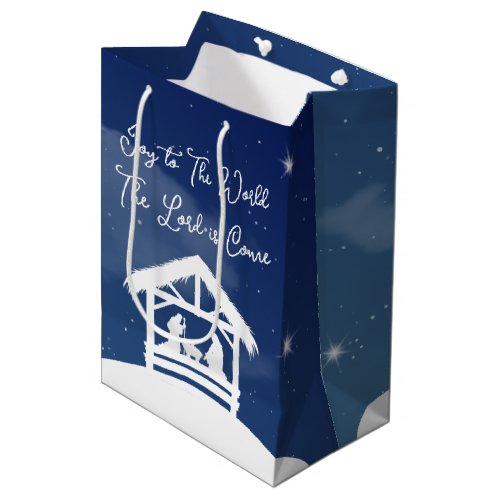 Religious Christmas Nativity Joy to the World Medium Gift Bag