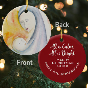 Religious Christmas Nativity Personalized Keepsake Ceramic Ornament
