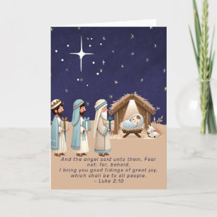 Religious Christmas Nativity Scene and Scripture Holiday Card