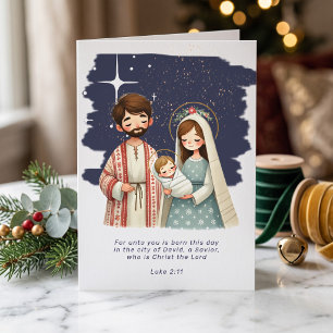 Religious Christmas Nativity Scene and Scripture Holiday Card