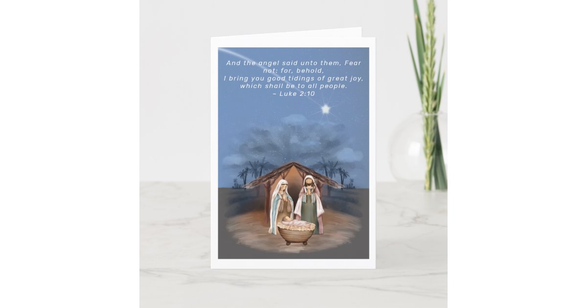 Religious Christmas Nativity Scene and Scripture Holiday Card | Zazzle