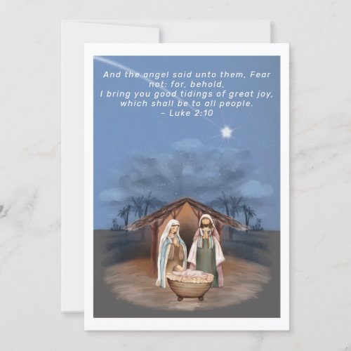Religious Christmas Nativity Scene and Scripture Holiday Card
