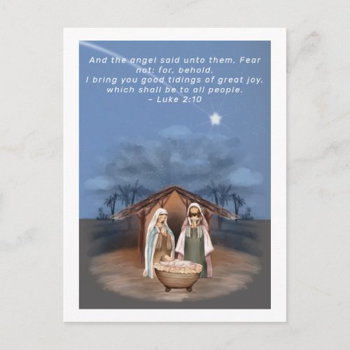 Religious Christmas Nativity Scene and Scripture Postcard