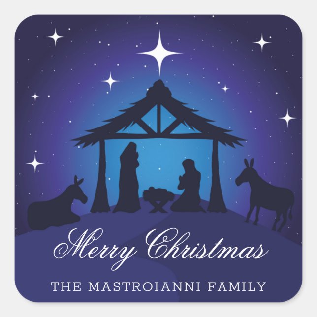 Religious Christmas Nativity Scene Gift Tag (Front)