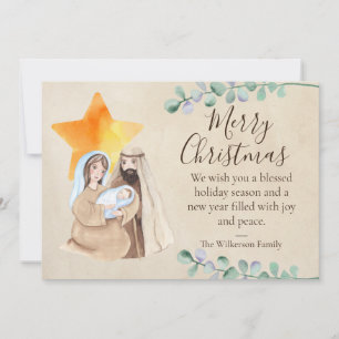 Religious Christmas Nativity Scene  Holiday Card