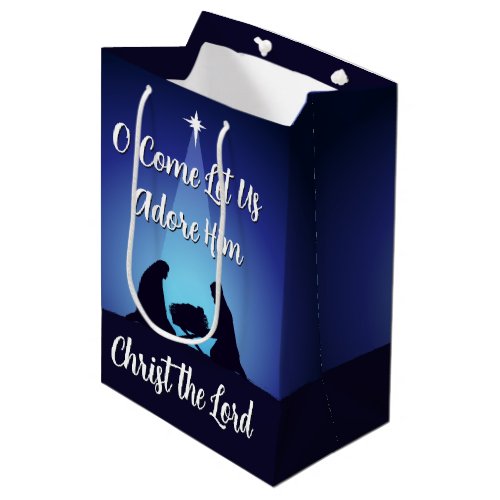 Religious Christmas Nativity Scene Jesus in Manger Medium Gift Bag