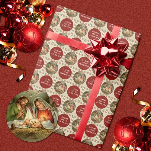 Religious Christmas Nativity Vintage  Wrapping Paper