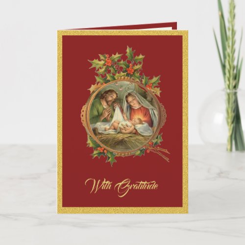 Religious Christmas Thank You Jesus Mary Joseph  Holiday Card