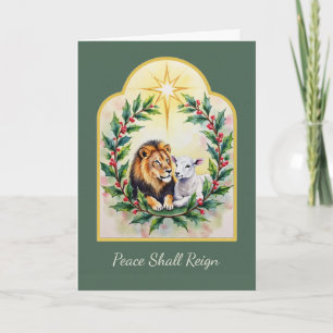 Religious Christmas The Lion and the Lamb and Star Card