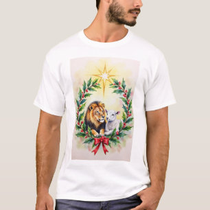 Religious Christmas The Lion and the Lamb with Sta T-Shirt