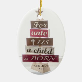 Religious Christmas Tree Ceramic Ornament