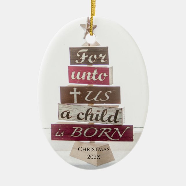Religious Christmas Tree  Ceramic Ornament (Front)