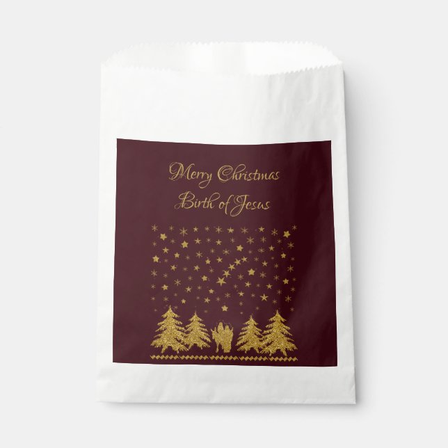 Religious Christmas Virgin Mary, St. Joseph, Jesus Favor Bag (Front)