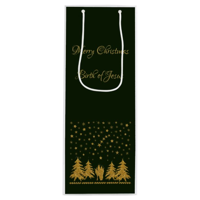 Religious Christmas Virgin Mary, St. Joseph, Jesus Wine Gift Bag (Front)