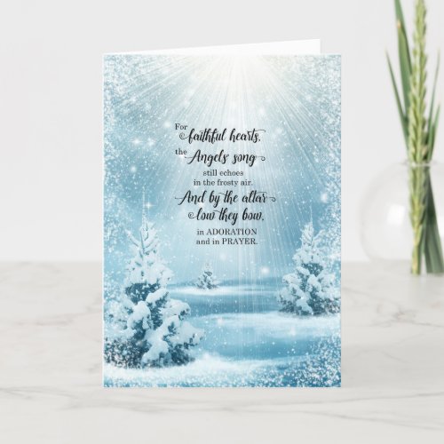 Religious Christmas Winter Forest Angels Song Holiday Card