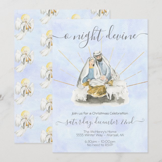 Religious Christmas with baby Jesus, Mary & Joseph Invitation (Front/Back)