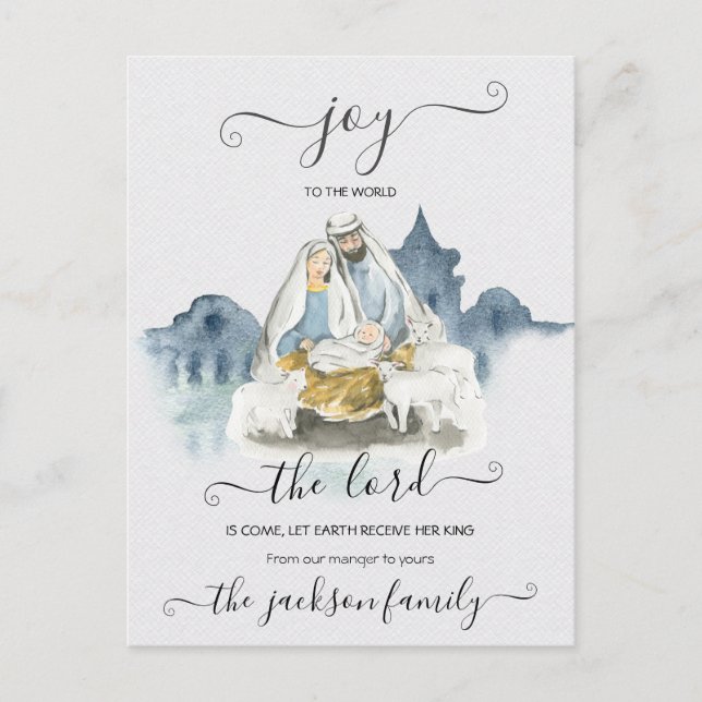 Religious Christmas with baby Jesus, Mary & Joseph Postcard (Front)