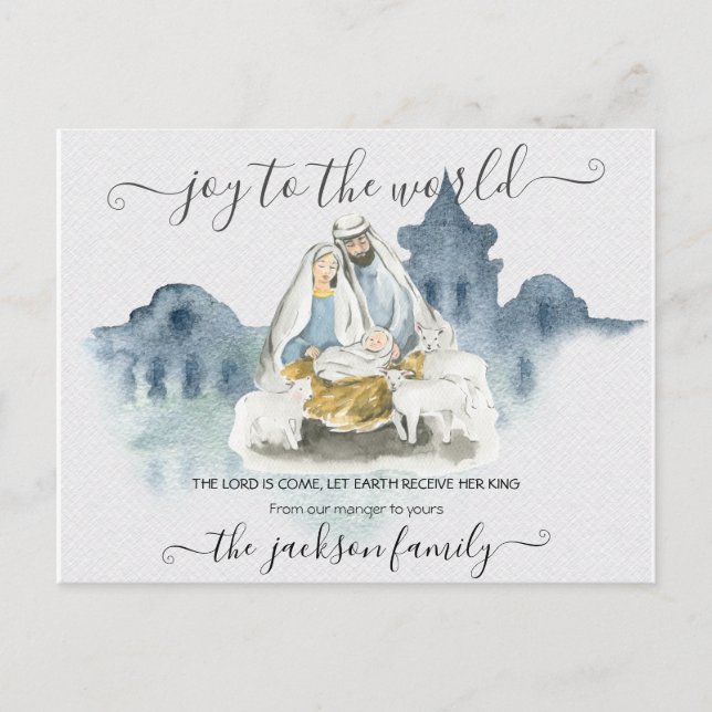 Religious Christmas with baby Jesus, Mary & Joseph Postcard (Front)