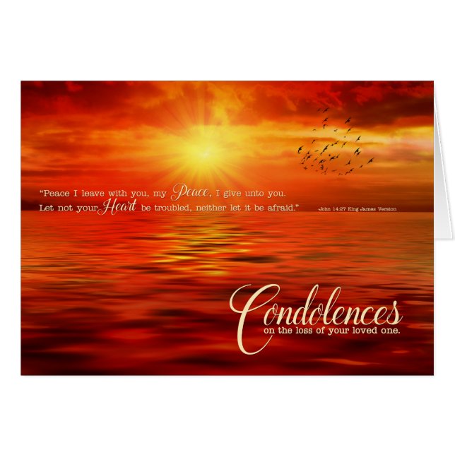 Religious Condolences Sunset John 14:27 Scripture (Front Horizontal)