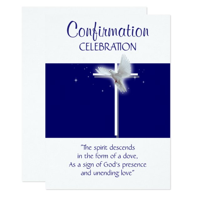 Religious Confirmation Dove Boys Blue Invitation
