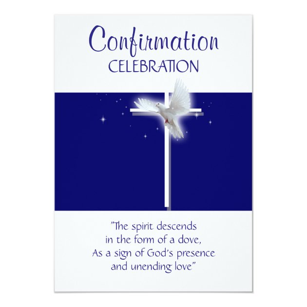 Religious Confirmation Dove Boys Blue Invitation