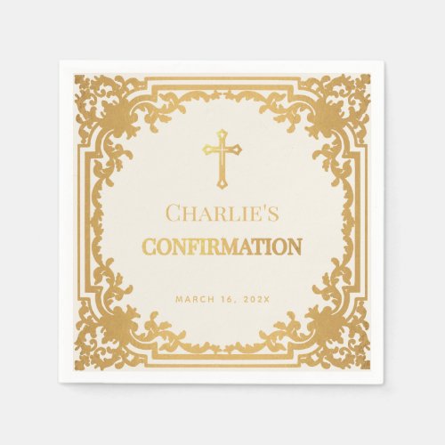 Religious Confirmation Vintage Ivory & Gold Cross