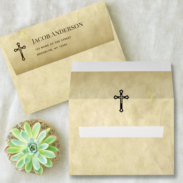 Religious Cross Antique Vintage Old Paper Address  Envelope (Creator Uploaded)