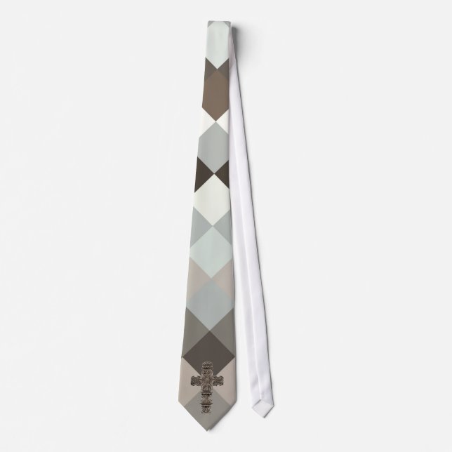 Religious Cross Argyle Neck Tie (Front)