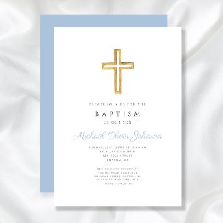 Religious Cross Baby Blue Script Boy Baptism
