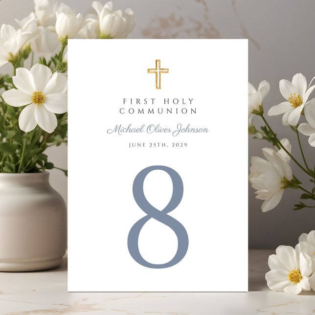 Religious Cross Blue Boy First Communion Table Number (Religious Cross Blue Boy First Communion Table Number)