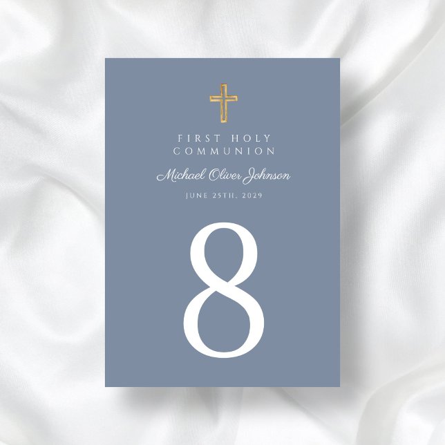 Religious Cross Blue Boy First Communion Table Number (Religious Cross Blue Boy First Communion Table Number)