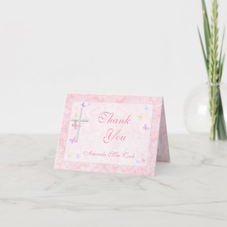 Religious Cross Butterfly Girl Thank You Cards