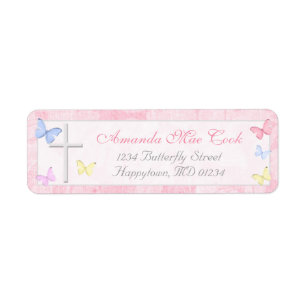 Religious Cross Butterfly Return Address Labels