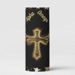 Religious Cross, Christian, Alpha Omega Pillar Candle