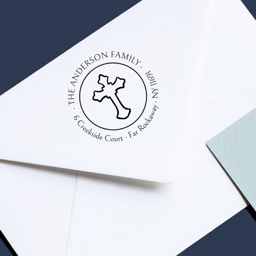 Religious Cross Classic Elegant Family Address Self_inking Stamp
