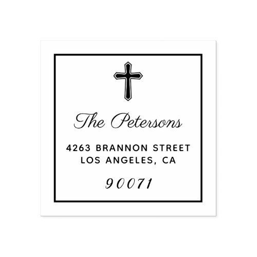 Religious Cross Custom Personalized Return Address Rubber Stamp