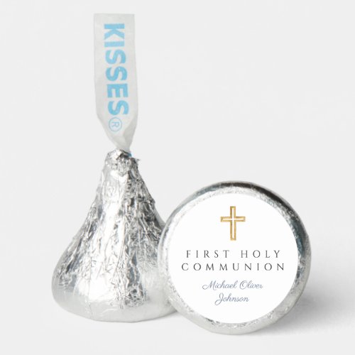 Religious Cross Dusty Blue Boy First Communion Hersheys Kisses