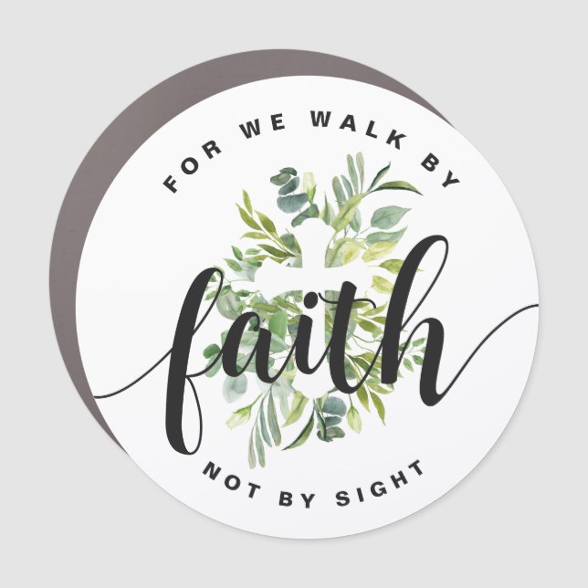 Religious Cross Faith Bible Verse Car Magnet (Front)